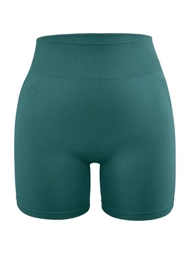 STARK SOUL® Kurze Sport Leggings Damen, Seamless, Opaque, Fitnessshort, Farbe: Petrol, Größe: L