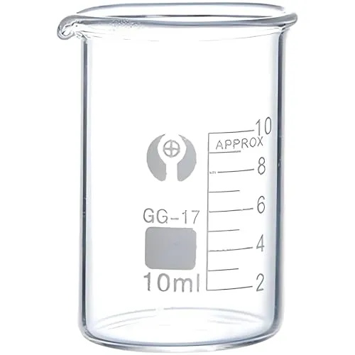 Labor Messbecher Set 10ml – Durchsichtige Glas Messzylinder mit Skala für Küche and Chemieexperimente