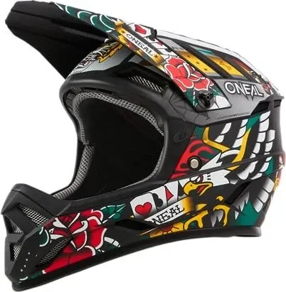 Oneal Backflip Inked Downhillhelm M - Sicher und stylisch - Fahrradhelm mit optimaler Belüftung, Fidlock® Magnetverschluss für einhändiges Öffnen und übertrifft Sicherheitsnormen für maximalen Schutz beim Downhill-Fahren.