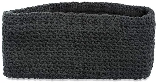 styleBREAKER Damen Stirnband in feiner Häkel Optik einfarbig, Thermo Fleece Futter, Uni Winter Headband 04026051, Farbe:Anthrazit