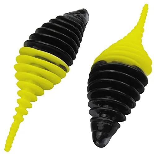 Fishing Tackle Max FTM Omura Baits Pongo Junior 4cm - 7 Gummiköder Forelle, Geschmack:Krill, Farbe:schwarz/neon gelb