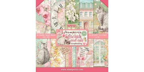 Scrapbook Block Katze und Orchidee