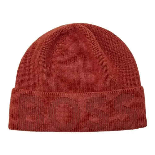 BOSS Lamico Hat - Modische Strickmütze mit Logo - Stylische Strickmütze für Herren von BOSS, gefertigt aus feinem Rippstrick mit breitem Aufschlag und eingestricktem Logo für einen eleganten Look.