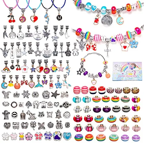 Relota 130 Stück Armbänder Selber Machen Kinder, Bastelset Mädchen Geschenke 5-13 Jahre, Kinder Spielzeug, Charm Armbänder Basteln, DIY Schmuck Set, Weihnachten Geschenk, Geburtstag Geschenke