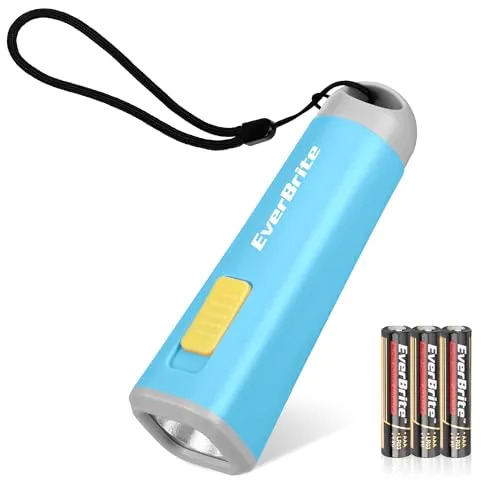 EverBrite LED Taschenlampe klein hellblau, Taschenlampe Kunststoff 1 W mit 3 AAA Batterien