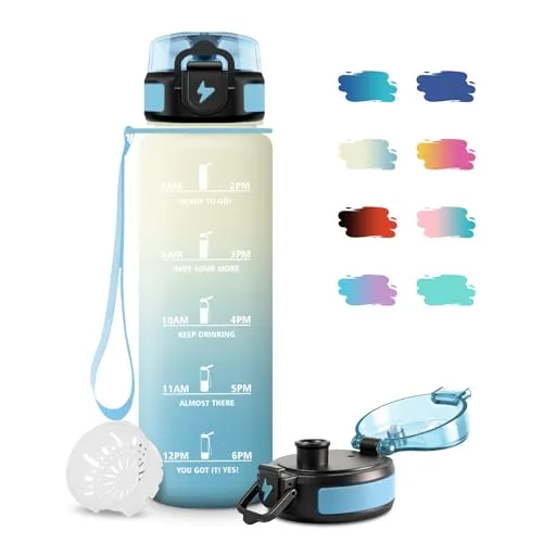 Trinkflasche 500ml, Wasserflasche Kinder Kohlensäure Geeignet, mit Filte, Auslaufsicher, Motivierende Trinkflasche mit Zeitmarkierung, Leicht zu Reinigen, Wasserflasche für Schule, Camping, Yoga