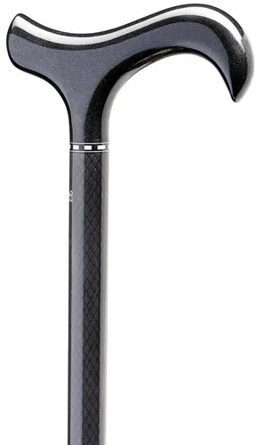 Stockshop Gehstock Carbon-Gehstock KARO BLACK, Derbygriff aus Carbon schwarz, Carbonstoc