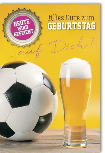 Geburtstag - Glückwunschkarte im Format 11,5 x 17 cm mit Umschlag - Fußball und