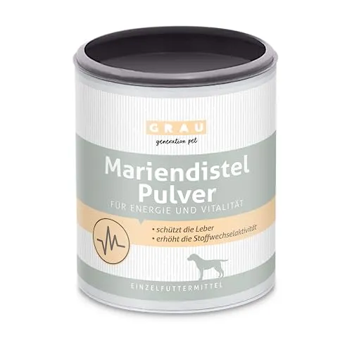 GRAU Mariendistel Pulver - 100 % rein für Hunde - Kräuter für Hunde, unterstützt die Leberfunktion und fördert die Zellerneuerung. 35 Jahre Erfahrung und von Tierärzten entwickelt.