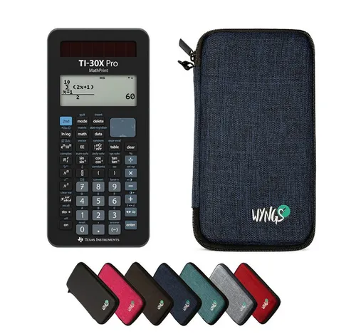 TI-30X Pro MathPrint inkl. WYNGS Schutztasche Blau - Wissenschaftlicher Taschenrechner - Wissenschaftlicher Taschenrechner in Blau mit praktischer WYNGS Schutztasche, ideal für Schüler und Studenten zur einfachen Durchführung von komplexen Berechnungen.