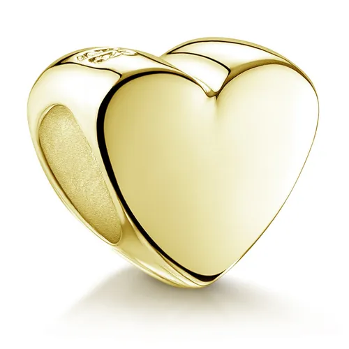 MATERIA Damen Mädchen Gold Bead Herz Liebe Anhänger 925 Silber vergoldet