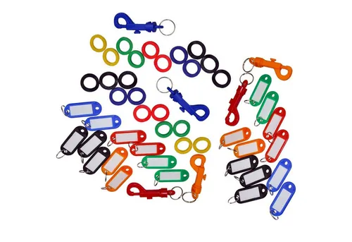 Produktbild Easy Work Schlüsselanhänger Set Schlüsselanhänger Schlüsselschilder Kennringe Karabiner Set 50 (50-tlg), mit Beschriftungsfeld