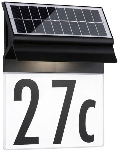 Paulmann 94694 Solar LED Außenleuchte - Hausnummernleuchte Neda, wetterfest IP44, bis zu 3 Tage Leuchtdauer und individuell gestaltbar