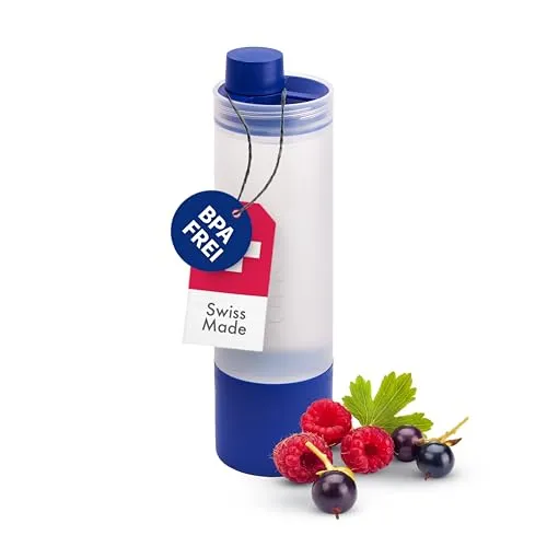UNDA Multifunktionsflasche 3in1, Blau: Trinkflasche (550 ml) BPA frei & auslaufsicher, Wasserflasche spülmaschinengeeignet, Getränkeflasche ideal für Outdoor, Flasche/Becher/Aufbewahrung (150 ml)