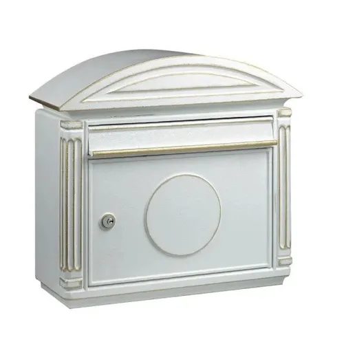 Guss-Briefkasten Venezia 1899 weiß - Eleganter Briefkasten aus hochwertigem Aluguss, korrosionsgeschützt und mit erhöhtem Sicherheitsstandard. Ideal für den Außenbereich, Made in Germany.