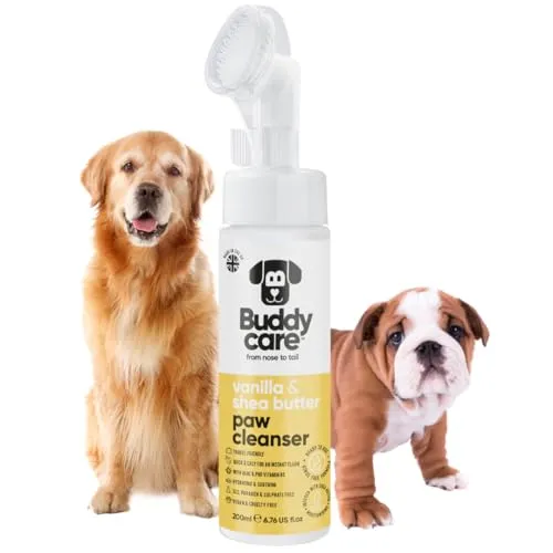 Buddycare Vanille- und Shea Butter Duft Pfotenreiniger für Hunde, 200 ml, schlammige Pfoten, wasserlos, kein Ausspülen