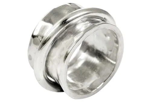 SILBERMOOS Damenring Herrenring 2in1 Spielring Drehring massiv glänzend gehämmert handgeschmiedet Sterling Silber 925, Größe:56