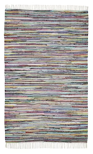 andiamo Boho Teppich Multi - Handgewebter Flickenteppich aus 100% Baumwolle, 170 x 240 cm - Teppiche - Handgewebter Flickenteppich aus 100% Baumwolle, einzigartig und pflegeleicht, ideal für Wohnzimmer oder Flur.