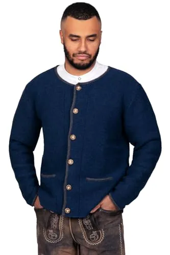 Edelnice Trachten Strickjacke Felix - Wolle in Blau oder Anthrazit, Gr. 46-62 - Elegante Trachten Strickjacke Felix aus 50% Wolle und 50% Polyamid, ideal für festliche Anlässe oder den Alltag. Detailreiche Verarbeitung und stilvolle Knöpfe in Hornoptik verleihen ihr einen traditionellen Charme.