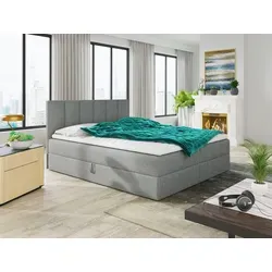 Boxspringbett Star mit Topper und 2 Bettkästen, 180x200 cm - Elegantes Boxspringbett Star in Grau mit Bonell-Matratze und zwei praktischen Bettkästen für zusätzlichen Stauraum. Ideal für erholsamen Schlaf und modernes Schlafzimmerdesign.