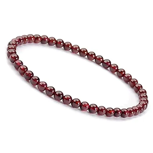 Unique Gems Perlenarmband Edelstein Damen Armband roter Granat Ø 4mm Chakra Perlen Buddha Schutzarmband