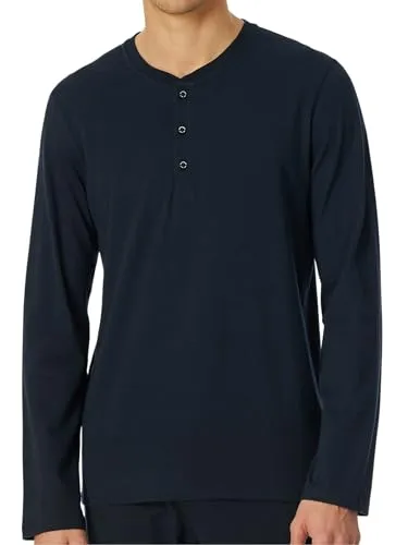 Schiesser Herren Schlafshirt Kurzarm mit Knopfleiste - Schlafanzugoberteile für Herren, aus weicher Bio-Baumwolle, ideal für besten Schlafkomfort und entspannte Nächte.