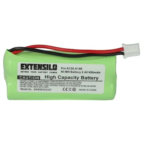 EXTENSILO Akku kompatibel mit Siemens Gigaset A140, A140 Trio, A12, A140 Duo, A14, A120 schnurlos Festnetz Telefon (850 mAh, 2,4 V, NiMH)