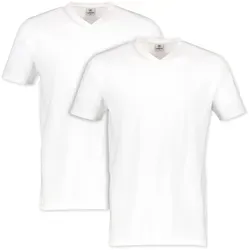 LERROS Herren Doppelpack V-Ausschnitt T-Shirt, Weiß, M EU von LERROS