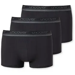 Uncover by Schiesser Retro Shorts - 3er Pack (S Schwarz) - Herren-Slips mit Logo-Webgummibund, komfortabel und formstabil in elastischer Single-Jersey-Qualität für optimalen Tragekomfort.