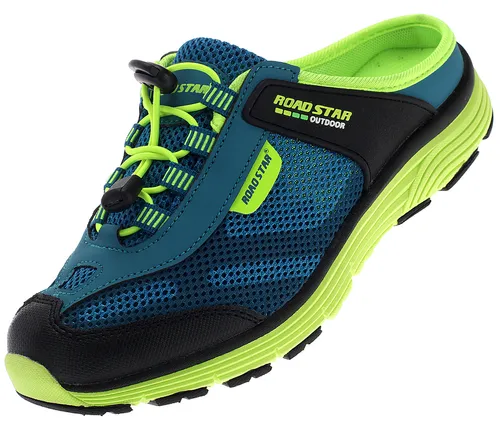 Neu Damen Slipper Sabots Pantoletten Clogs Sommer Sneaker Blau Neon Grün 36