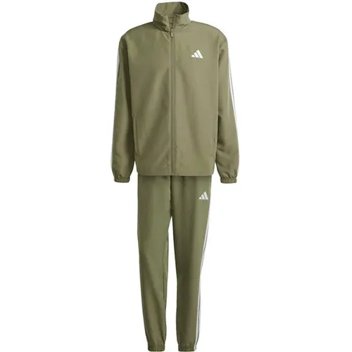 adidas Sportswear Trainingsanzug M 3S WV TT TS (2-tlg) - Trainingsanzug in Olive Strata, sportlicher Look mit ikonischen drei Streifen, perfekt für Training und Freizeit.