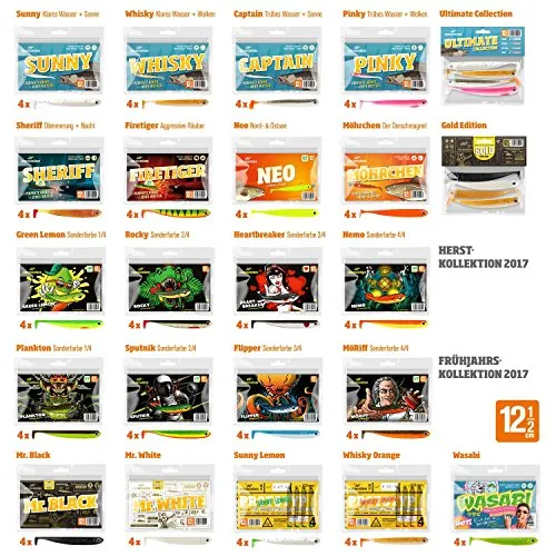 Lieblingsköder 4 Gummifische zum Zanderangeln mit Gummifisch 12,5 cm, Farbe Lieblingsköder:Mr. White