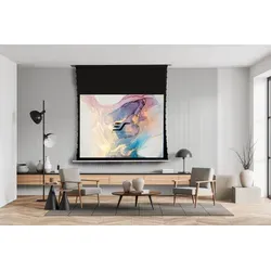 EVANESCE TAB TENSION B - Elektrische Motorleinwand - Beamer-Leinwand mit Deckeneinbau-Design, das sich unsichtbar macht, wenn nicht in Gebrauch. Perfekte Farbtemperatur und breiter Betrachtungswinkel mit drahtloser Steuerung und einfachem Einbau.