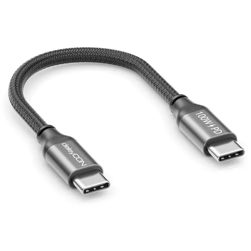 deleyCON 0,15m USB C Kabel PD3.0 (100W Schnellladekabel) Kurzes Ladekabel USB-C auf USB-C für iPhone 17 16 15 Pro Max Air Galaxy S25 S24 S23 S22 Pixel iPad Pro MacBook Air Tablets Switch PS5