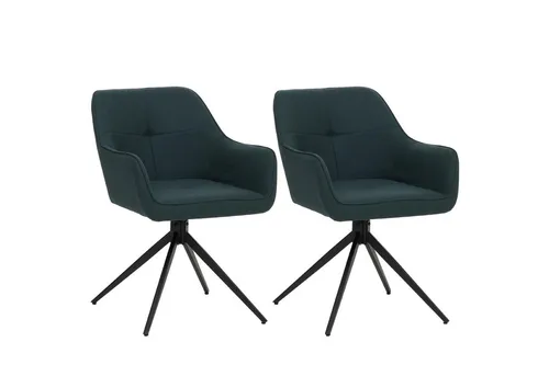 PROREGAL® Esszimmerstuhl 2er-Set Esszimmerstuhl HxBxT 80x53x59cm Sitzhöhe 41cm Stoff Grün