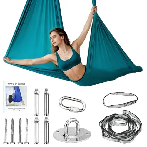 LIULINY 280x150cm Aerial Yoga Hängematte Set, Yoga Schaukel 200 Kg Max