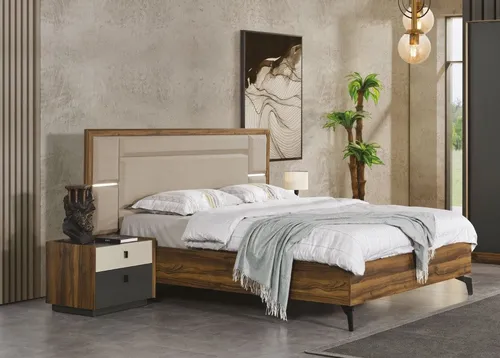 Xlmoebel Schlafzimmer-Set Luxuriöses Bett mit passenden Nachttischen in modernem Design, (3-tlg., 3tlg.Schlafzimmer Set (Bett+2xNachttische), Hergestellt in Europa