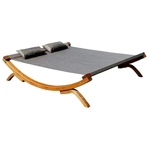 ASS ALEOS. XXL Sonnenliege Doppelliege SAONA-BRAUN/Bronze OD Holz Lärche extrabreite Liegefläche für 2 Personen