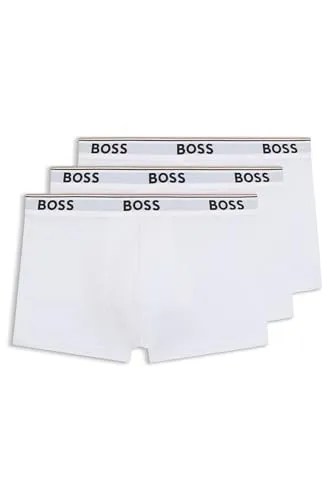 HUGO BOSS Herren Trunk 3p Co/EL Boxershorts, White 100, S - Badeshorts für Herren, ideal für Komfort und Stil mit einem elastischen Bund und atmungsaktivem Material für ein angenehmes Tragegefühl.