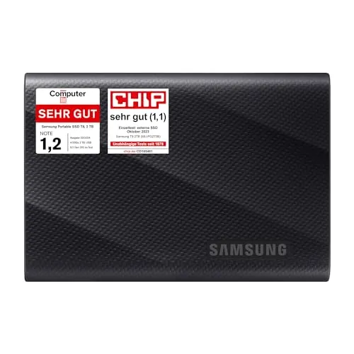 Samsung Portable SSD T9 2 TB - Ultraschnelle externe SSD mit 2.000 MB/s, AES 256-Bit-Verschlüsselung für sichere Datenübertragung