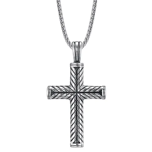 Herrenkette mit Anhänger Kreuz Männerkette Halskette Silber Edelstahl Herrenn