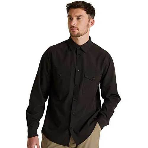 Craghoppers Herren Expert Kiwi Langarmshirt Schwarz 3XL EU - Langlebiges Outdoor-Hemd aus recyceltem Polyester-Baumwoll-Mischgewebe, das Mücken dank seiner dichten Webart fernhält. Mit sicherer Reißverschlusstasche und Sonnenschutzfunktion für zusätzlichen Komfort.