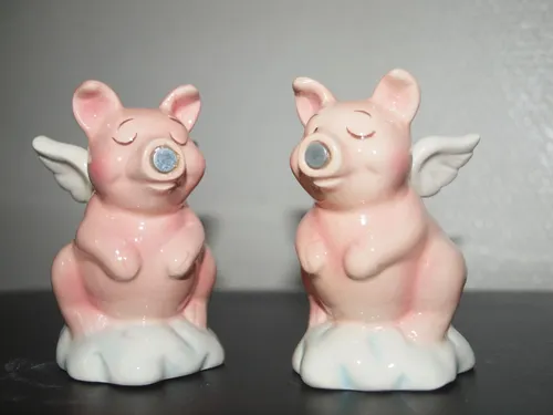 Schwein Engel Salz und Pfeffer Streuer Schweine Kiss Magnet Mayer Chess NEU