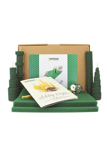 Wachsmann Bienenprodukte Bienenwachskerze Bastelset für Erwachsene - DIY-Kerzenherstellungsset mit 10 Bienenwachsplatten und Hanfdochten. Ideal für kreative Projekte und besondere Anlässe. Einfache Schritt-für-Schritt-Anleitung inklusive.
