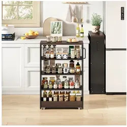 OKWISH Beistellwagen 55x85x20 cm auf Rollen mit verstellbaren Böden, (Packung, 1 St), Vielseitiger schlanker Storage Cart für Küche & Bad, Schwarzbraun braun|schwarz 55 cm x 85 cm x 20 cm