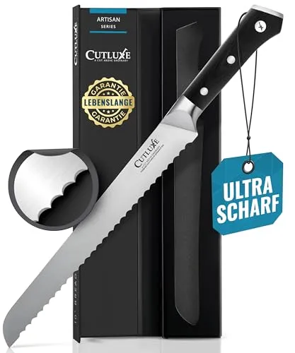 Cutluxe Brotmesser 25cm mit Wellenschliff – Brotschneidemesser Brötchenmesser Küchenmesser Kochmesser – Ergonomisches Design & Extrem Scharf
