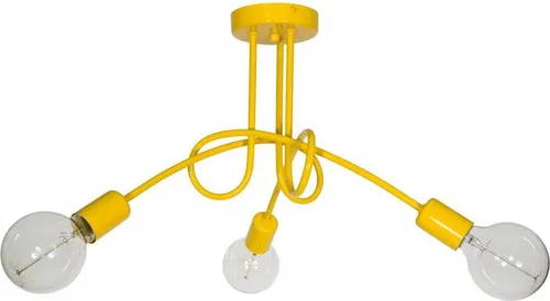 Edison Deckenbeleuchtung Lampen Deckenlampen - Deckenlampe Industrial für Wohnzimmer Schlafzimmer und Esszimmer aus Metall - Pendelleuchte 3-Flammig - Gelb