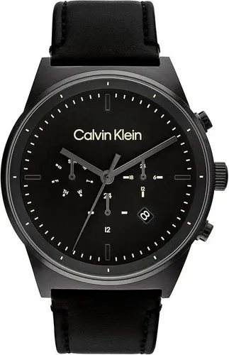 Calvin Klein 25200298 Impressiv Herrenuhr Armbanduhr Lederarmband schwarz
