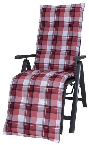 Auflage Relaxliege Milano 2396 – Rot-weiß kariert - Bequeme Polsterauflage für Relaxliegen, aus 100% Baumwolle, pflegeleicht und stilvoll im karierten Design. Ideal für entspannte Stunden im Freien oder zu Hause.