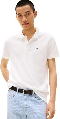 Tommy Jeans Herren Poloshirt Slim Fit, Weiß (Ecru), XXL - Poloshirt für Herren aus 100% Bio-Baumwolle, zeitloses Slim Fit Design für optimalen Tragekomfort, perfekt für Büro und Freizeit.